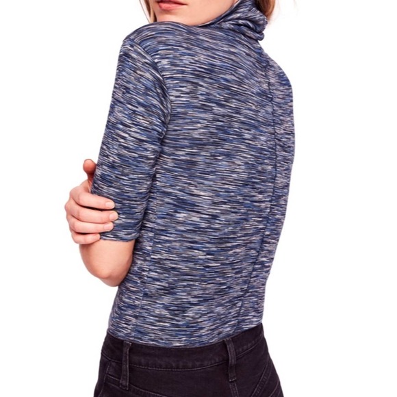 Free People Women's Blue Sunshine Space Dyed Half Sleeve Turtleneck Shirt - Picture 3 of 5